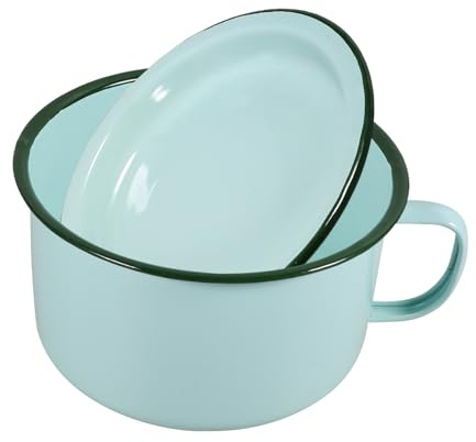 Gatuida Ciotola Smaltata Retrò Per Ramen e Noodles, Grande Ciotola Per Zuppa in Stile Cinese Con Coperchio, Leggera e Resistente Per Uso Quotidiano e Ristoranti, Per Zuppe, Riso e Riunioni Familiari