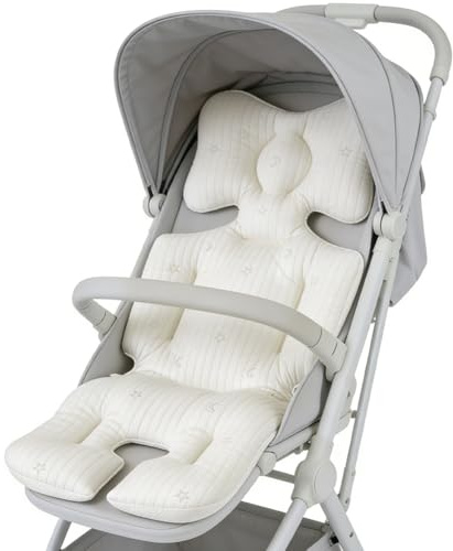 Universal Baby Stroller Cushion Seat Liner Infant Reversible Pushchair Cushion Pram Pad Head Neck Body Support Soft Pushchair Insert Pad for All Season Use