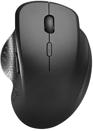 Uiosmuph G09 Ratón Inalámbrico Bluetooth, Bluetooth 5.1+2.4G Recargable Wireless Mouse, Silencioso Ergonómico Ratón con 3 Niveles de Adjustables 1600 dpi para Portátil, MacBook, PC, Windows (Negro)
