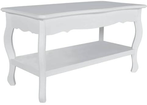 vidaXL Mesa de Centro con Dos Niveles MDF Blanca Mesita de Café Sofá Salón