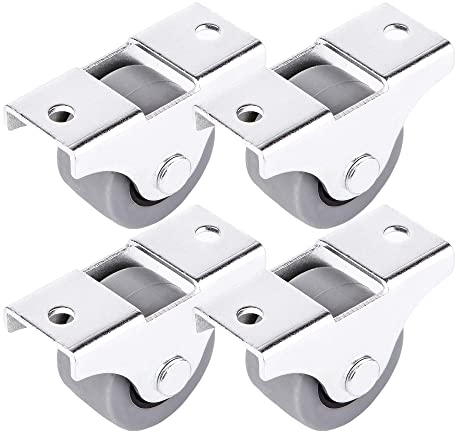 Lot de mini-roulettes de 25 mm en caoutchouc et plastique fixées dans un écrin pivotant en métal - Pour meubles, appareils électro-ménagers et équipements