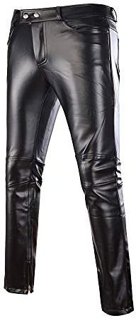 ShiFan Wetlook Leggings herr glänsande metallisk stretchbyxor konstläderbyxor dans klubbkläder, svart, M(midja 73 cm)
