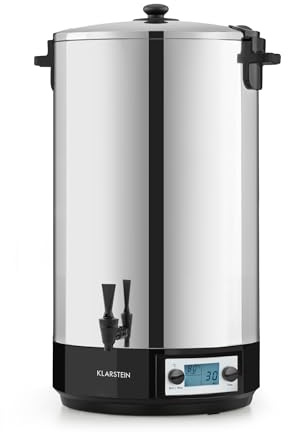 Klarstein KonfiStar 60 Digital Esterilizador, Olla Conservas 60 L, Dispensador Bebidas Calientes, 2500 W, 30-100°C, Temporizador 1-180 min, Mantener Caliente, Tapa con Cierre, Acero Inox Pulido
