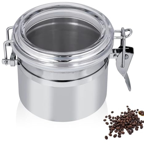 HERCHR Luftdichte Kaffeedose, luftdichte Kaffeemaschine, luftdicht, Aufbewahrungsbehälter mit Deckel, Kaffeebehälter aus Edelstahl, 500 ml, für Kaffeebohnen, Tee, Zucker, Gewürze