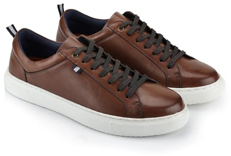 Silver Street London Men's Holden Leather Trainer Shoe with Soft and Extra Grip Sole