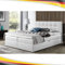 Boxspringbett Doppelbett Leo - Bett mit Bonellmatratze, mit Bettkasten für Bettwäsche und Topper. Widerstandsfähiger und angenehm zu berührender Kunstleder mit Bettkasten (Weiss, 160x200)