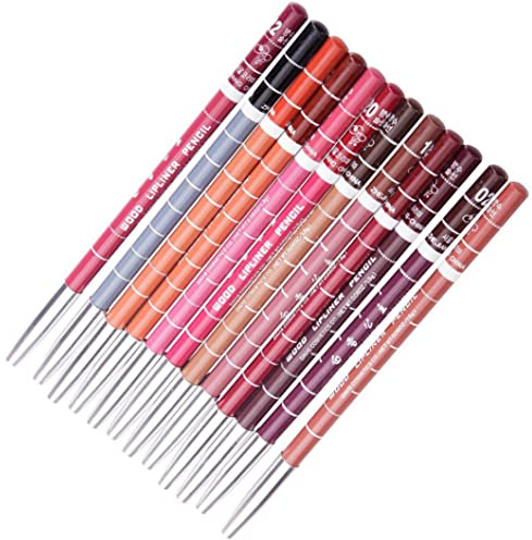 12 unidades de delineador de labios Rimmel Lip Liner Lip Plumper Profesional Lipliner Impermeable Lip Liner Pencil Set de Labios de Larga Duración Maquillaje Cosmético Set de Regalo para Mujeres Niñas