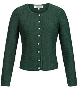Nübler - Trachtenjacke Damen - Strickjacke Damen im Landhausstil, taillierter Schnitt mit Knöpfen Silber - Moderne bayrische Tracht, ANNI, Größe:34