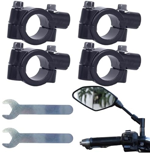 Soporte Retrovisor Moto,4PCS Abrazadera Retrovisor Moto,Soporte Espejo Retrovisor de Manillar 22mm,Abrazadera Montaje Espejo Retrovisor para Moto,Soporte Adaptador Montaje Abrazadera