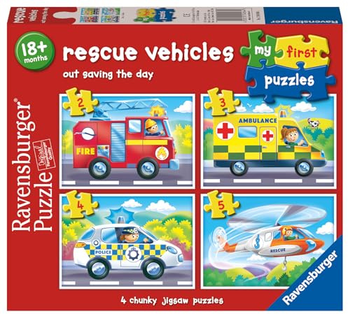 Ravensburger räddningsfordon - Mina första pussel för småbarn ålder 18 månader - 2, 3, 4 och 5 stycken