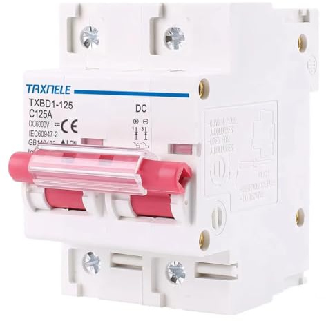 Btkigl 80A 125A 100A DC 600V 2 pôles solaire Mini disjoncteur interrupteur de batterie DC MCB pour système photovoltaïque PV (125A)