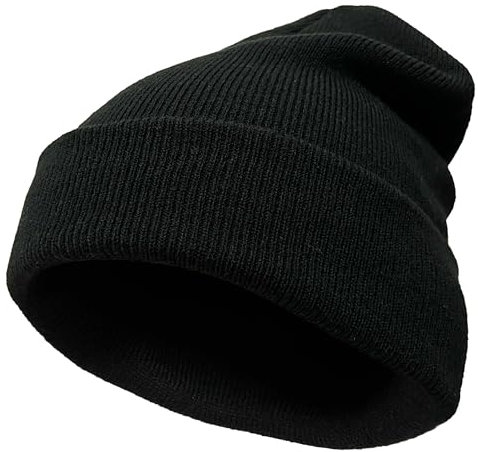 VIAUMBR Beanie Mütze Wintermütze Herren Damen Strickmütze Winter Mütze Beanie Hat Sportmütze Strick Bündchen Thermo Weich Atmungsaktiv Klassische Unisex V043 Schwarz