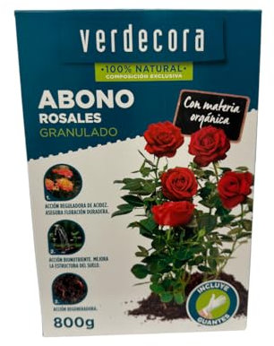 Verdecora Abono Granulado Rosales 800g | Fertilizante Natural de Larga Duración | Nutrición Completa para Rosales y Plantas con Flor | Favorece Floraciones Abundantes y Saludables