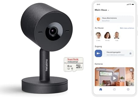 Netatmo Smarte Innenkamera Advance, KI-Optimierte Gesichtserkennung, 2-Wege-Audio, 130° Weitwinkelansicht, 2K HDR, 30 fps, Zoom X16, 2X SD-Karten - Schwarz