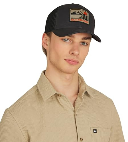 Quiksilver Men's Premium Cotton Adjustable Snap Back Logo Baseball Cap, Charcoal, One Size