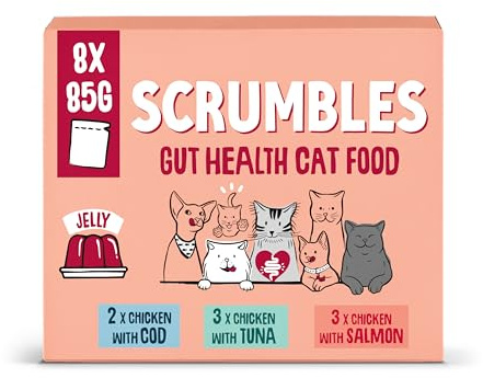 Scrumbles Grain Free Wet Cat Jelly Fish Pouch Selection 8x85g