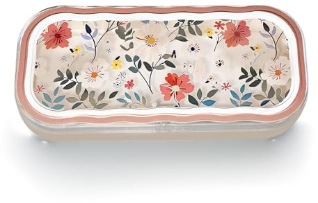 Étui à lunettes rigide transparent avec fleurs roses – Convient aux femmes et aux enfants–Peut contenir des lunettes de soleil, des lunettes de soleil, etc.Petit étui à lunettes élégant et portable.