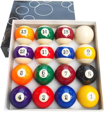 Fiocias 16 Piezas Bolas de Billar Set de Mesa Accesorios Numerados Bola Blanca Incluida Composición de Resina Resistente Fácil de Mantener Apropiado