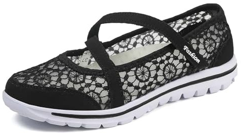 Générique Chaussures Respirantes Femmes Printemps Été Semelle Plate Style Étrier Tendance Décontractées Quotidiennes (Black, 37)