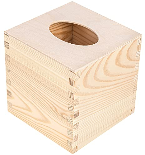 Creative Deco Quadratische Kosmetiktücherbox Holz Taschentuchbox | 13,3 x 13,3 x 13,3 cm | Kosmetiktücher-Box Taschentuch-Box für Taschentücher | Tücherbox Kosmetiktuch-Spender für Decoupage