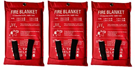 Toneeko – Lot de 3 couvertures d’urgence ignifuges, protection ignifuge et isolation thermique, pour cuisine, cheminée, barbecue, voiture, camping, blanc