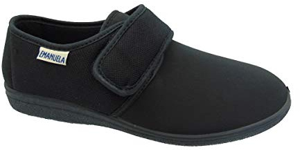 EMANUELA Pantofola Uomo Elasticizzata con Strappo 986 Nero (Versione Estiva)