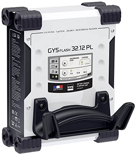 GYS GYSFLASH 12V 30A Lead & Lithium-Fer Phosphate Battery Charger, 30 Amp Multifunction, Showroom/Diag Mode, 12 Volts, 375 Ah, 28 x 36 x 21 cm, 4.63 kg, 27381