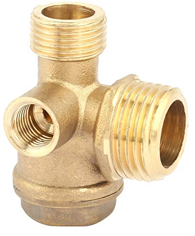 Clapet Compresseur Air, Clapets Anti-Retour de compresseur d'air à 3 Ports, Clapet Anti-Retour fileté mâle en Laiton, Outil de connecteur de Tube de clapet fileté pneumatique Accessoires