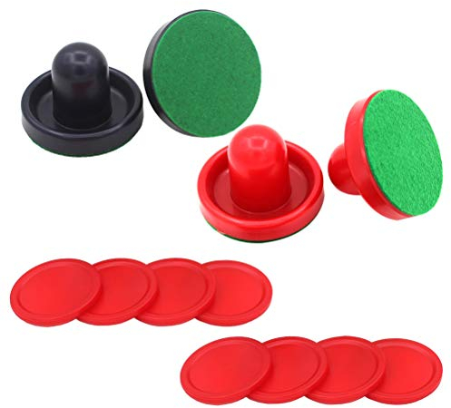 Air-Hockey-Schieber und Pucks-Set, 8 St眉, leicht, tragbar, Air-Hockey-Pucks und Schieber f眉r Spieltische, rot (2 marineblaue Schieber + 2 Fusseln + 4 Pucks)