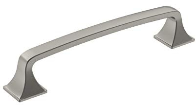 Amerock | Cabinet Pull | Satin Nickel | 5-1/16 inch (128 mm) Center-to-Center | Ville | 1 Pack | Drawer Pull | Cabinet Handle | Cabinet Hardware
