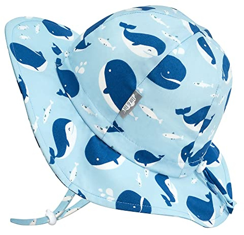 Jan & Jul Chapeau de Soleil en Coton pour Les Enfants, la Protection Anti-UV 50+ UPF (XL: 6-12 Ans, Baleine Bleue)