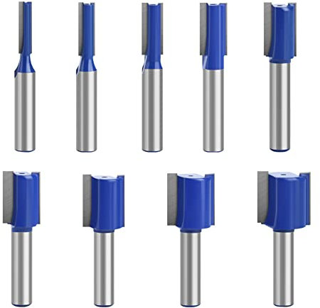 9PCS 8mm Shank Straight Router Bit Double Flute Wood Milling Cutter for Woodwork Tool, 5mm 6mm 8mm 10mm 12mm 14mm 16mm 18mm 20mm