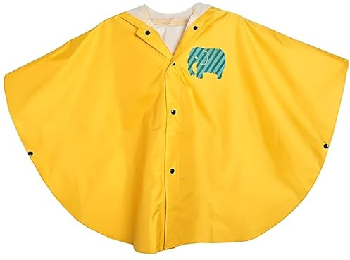 LATRAT Manteau Anti-Pluie Enfant Unisexe Imperméable avec Capuche, Poncho de Pluie 100% Anti-Pluie et Respirant, Jaune, 50-62