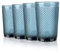 Joeyan Set de 4 Copas Azules de Agua Vintage Grandes, 350ml Vasos de Agua Colorida Elegantes, Copas de Vidrio con Relieve Cristaleria para Bar Restaurante en Casa, Apto para Lavavajillas