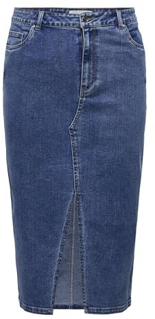 ONLY CARMAKOMA Damen Carsiri Front Slit Skirt DNM Gua Noos Rock, Medium Blue Denim, 44 EU