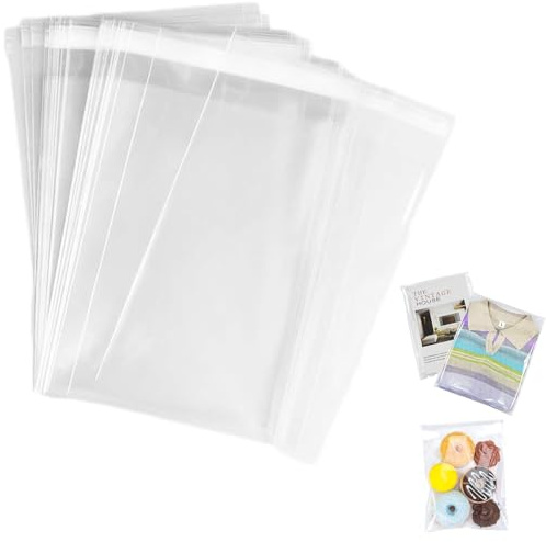 200 bolsas autoadhesivas transparentes A4 de 22 x 35 cm, bolsas de celofán autosellantes, bolsa de celofán A4 OPP, sobres transparentes, bolsa de embalaje sellable para ropa, tarjetas, fotos, dulces