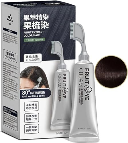 Black Fruit Dyeing Cream, Permanent Hair Dye, Natural Hair Dye, Plant Fruit Hair Dye Cream, Suitable for Men and Women (Black, 10cm)