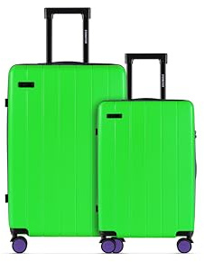 ETERNITIVE - Set di 2 Valigie Rigide Piccola e Media in ABS - Dimensioni: 55 & 65,5 cm - Lucchetto TSA, Ruote a 360° - Durevole - Verde