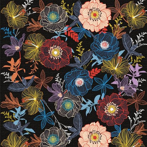 LZH-LP Self Adhesive Wallpaper 44x600CM Colorful Floral Contact Paper Dark Green Peel and Stick Wallpaper Leaf Flower Stick on Wallpaper Removable Vinyl Wrap Film