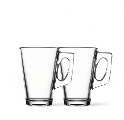 vienberg Vasos de té con asa, vasos de té de 250 ml, vasos de café, taza de cristal para latte macchiato, copas de vino caliente, vasos de té con asa, fabricados en Europa (2)