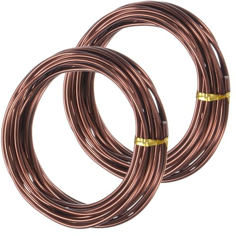 M METERXITY 2-Rolls 2.5mm Bonsai Training Wire, 32.8 Feet Total Anodized Aluminum Bonsai Wires for Bonsai Tree Shaping/Branches Fixing/Trunk Holding/DIY Crafting [16.4ft Each, Bronze]