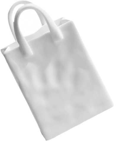 Mobestech Vaso a Bocca Larga in Ceramica Bianca, Contenitore Per Penne e Fiori, Portapenne Da Borsa Compatto, Vaso Decorativo Per La Casa e Centrotavola Moderno