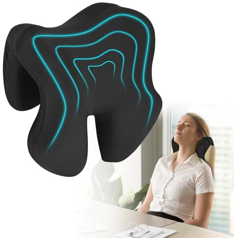 XCRPRT Almohada cervical con memoria, cojín de viaje, cojín cervical, cojín de espuma viscoelástica, soporte cervical ergonómico ortopédico, funda de almohada extraíble y lavable para silla de oficina