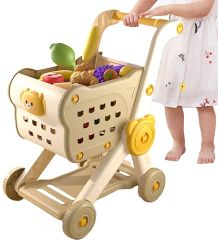 Grocery Carry - Kids Shopping Trolley Educational Play Play Interactive Food Toy Solid Learning Walker | Pretend Cooking Activity for