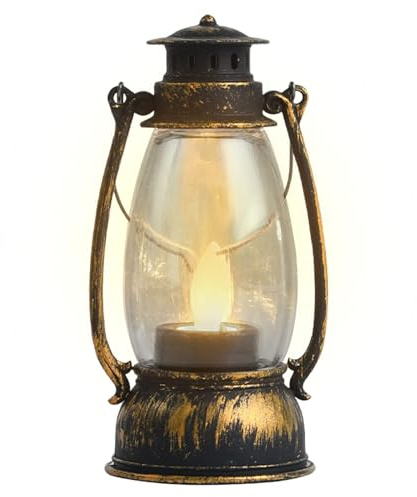 LED Vintage Lantern | Battery Operated Flickering Flame Lanterns | Vintage Decorative Light for Rustic Indoor Atmosphere Lamp, Outdoor, Garden, Patio, Balcony, Table