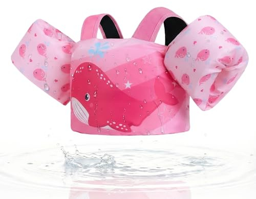 Gogokids Giubbotto di salvataggio per bambini – Comodo aiuto per il nuoto con bracciali per bambini da 1 a 6 anni, 24 – 66 lbs/11 – 30 kg, con fibbia di sicurezza e maniche