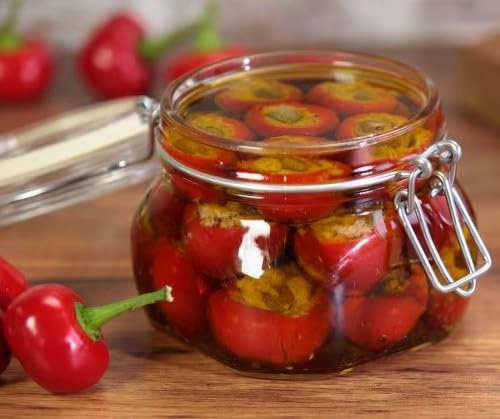 Semi di Peperoncino Ciliegia da Ripieno, 100 Semi, Piccantezza Media, peperone ciliegia piccante per Coltivazione Domestica
