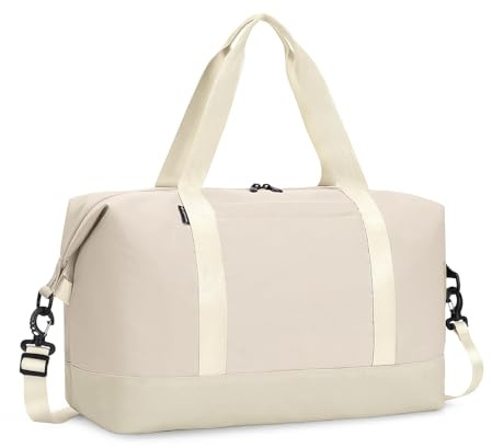 Flintronic 40x20x25CM for Ryanair Cabin Bags, 20L Underseat Hand Luggage, Foldable Travel Duffel Bag with Removable Wet Pocket and Shoulder Strap, for Travel Women Men - Beige