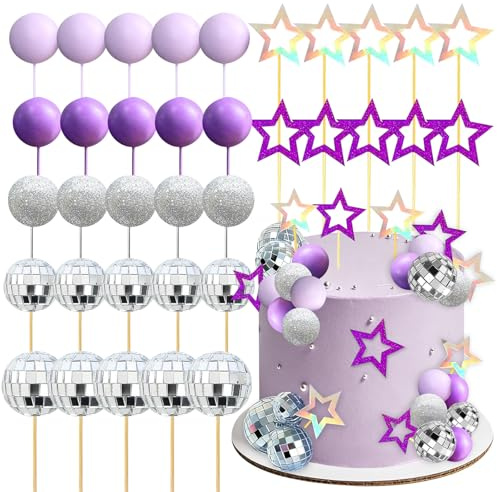 35 Pezzi Decorazioni Torta Compleanno Musicale, Discoteca Decorazioni per Torte, Chitarra Topper per Cake per Festa Musicale Compleanno Baby Shower (B)
