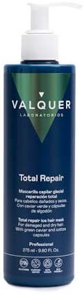 VALQUER Total Repair Zero Mascarilla Capilar Efecto Frío | Hidratante, Reparadora y Nutritiva para Cabello Dañado y Seco | Antifrizz con Arándano y Aceite de Macadamia | Vegano | 275 ml